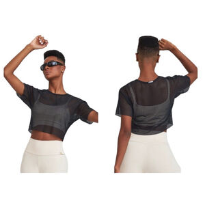 Cajubrasil Mesh Workout Top in Black Size Large